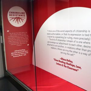 Chronicling Resistance Exhibition at the Free Library of Philadelphia Logo on Posterboard