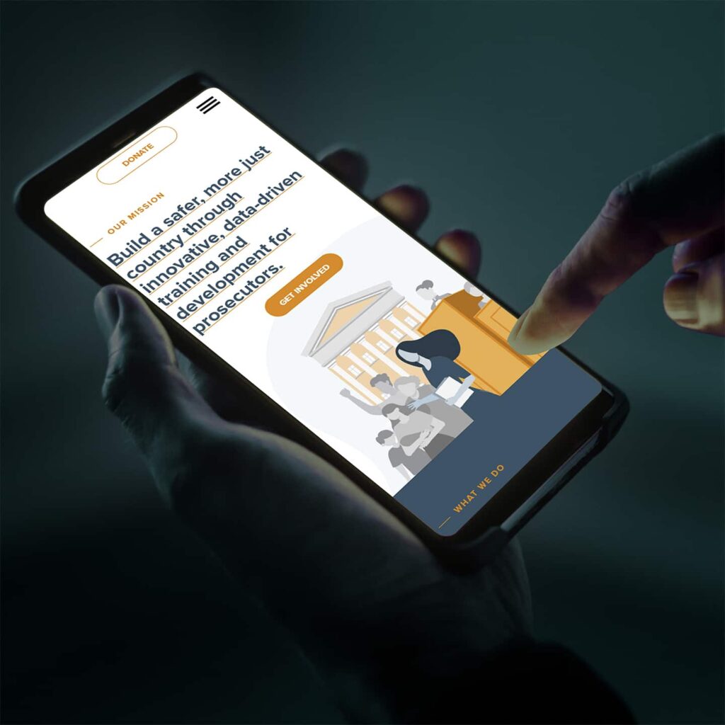 Responsive web design prosecutor impact website design mobile landing page mockup creative repute award winning black owned graphic design agency based in philadelphia