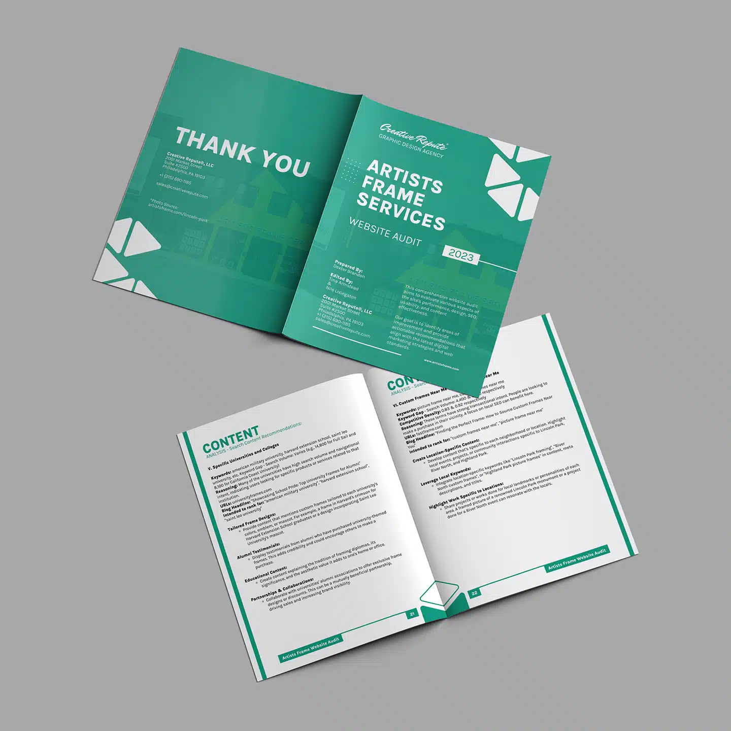 artist frame services website audit improve conversions presentation chicago