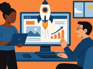 Website Development Illustration – CMS Setup, Mobile Optimization, and Clean Code