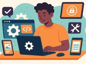 Website Launch and Handover – Final Testing, Analytics Setup, and Support Plan Illustration