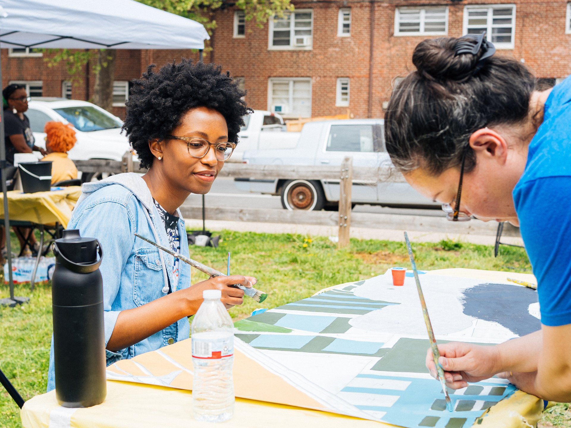 Philly’s award-winning visual artist Nile Livingston engages community members in painting a public mural project rooted in mentorship and Afro-diasporic pride