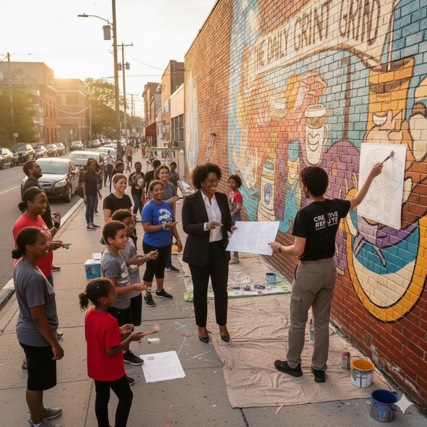 Businesses and Community collaborate to create a mural together that will benefit all