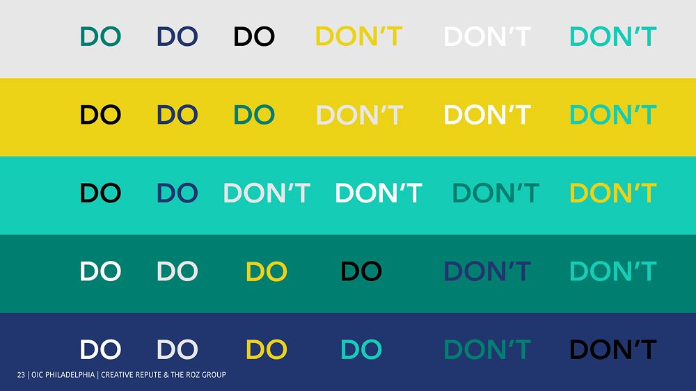color accessibility pairings example style guide page