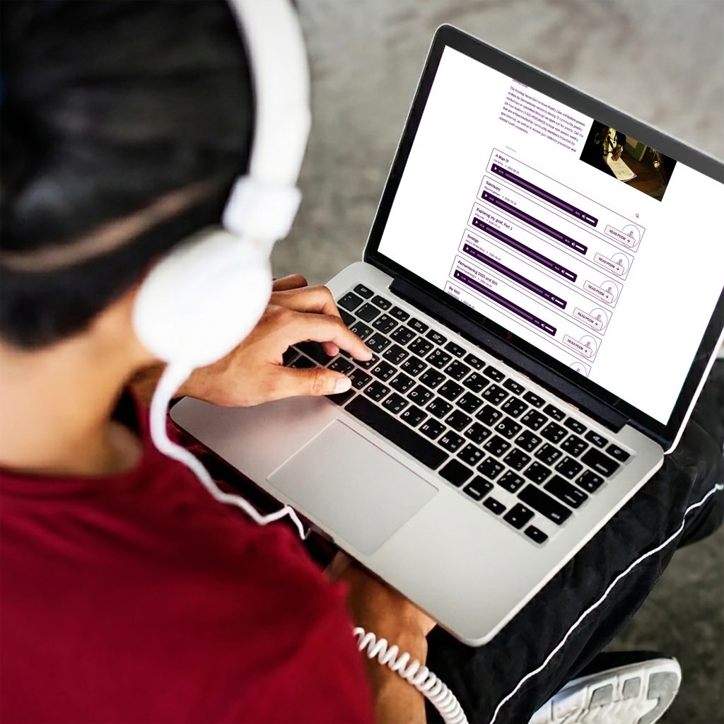Audio files mockup on laptop screen