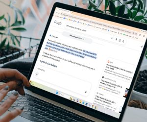 Laptop with Google AI generated search results