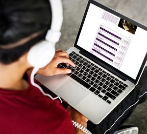 Audio files mockup on laptop screen